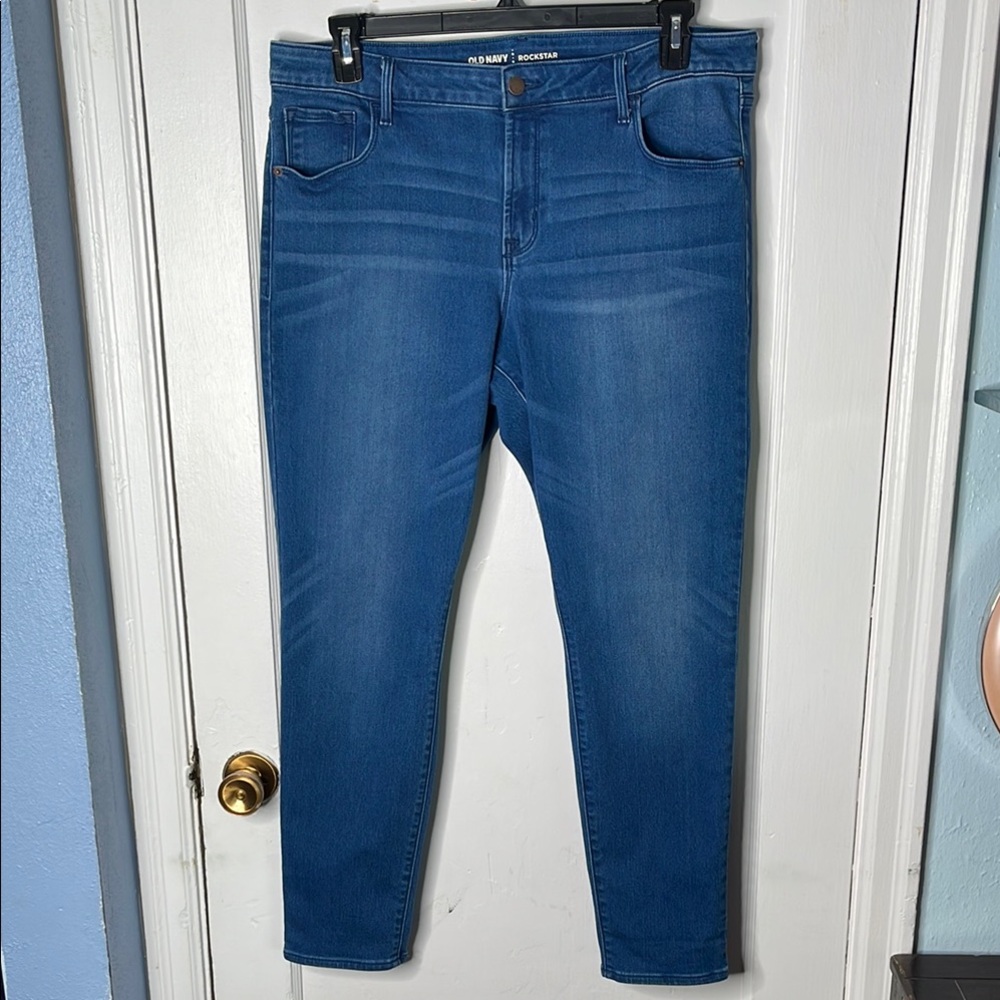 Old Navy Rockstar Blue Skinny Jeans 16 Stretch Secret Soft Ladies